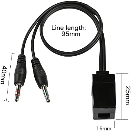 Qianrenon RJ9 до 3,5 mm Телефонски адаптер кабел, RJ9 4P4C Femaleенски до 3,5 mm двојно машки слушалки стерео телефонски сплитер кабел за конверзија