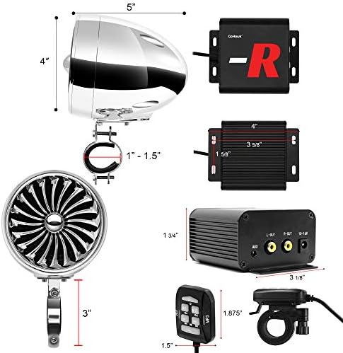 GoHawk TJ4-R радио засилувач 4 Водоотпорен водоотпорен мотоцикл со мотоцикли од Bluetooth 1 до 1,5 in.