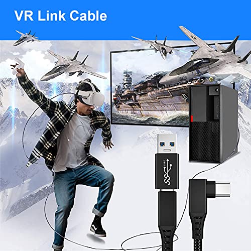 Cable Cable Saycker Link Компатибилен за Oculus Quest 2, Брзо поливање, USB за трансфер на податоци за компјутер за слушалки за VR и компјутер