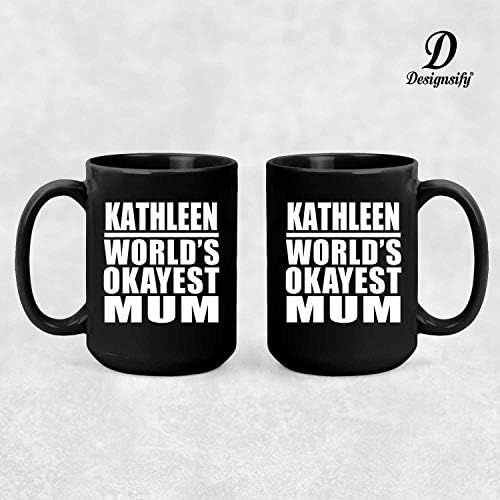 Designsify kathleen worldy mum, 15oz црно кафе кригла керамички чај чаша чаша со рачка, подароци за роденденски годишнини Божиќ Божиќни
