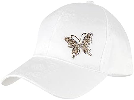 Labanca жени девојки пеперутка rhinestones бејзбол капи со модни размахвани ринистички издржани сончеви капачиња прилагодливи