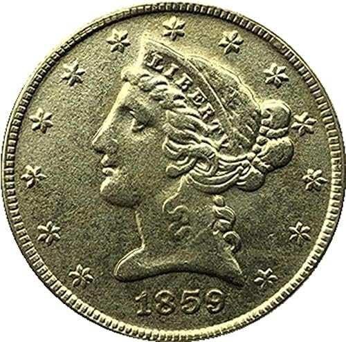 1859 година Американска слобода орел монета злато-позлатена криптоцентрација омилена монета реплика комеморативна монета колекционерска