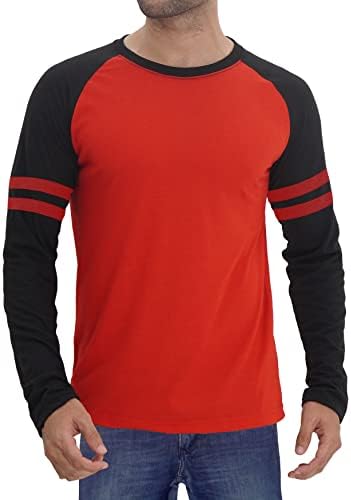 Делумски маички со кошула од Раглан - меки спортски дрес со долг ракав Бејзбол кошули за мажи