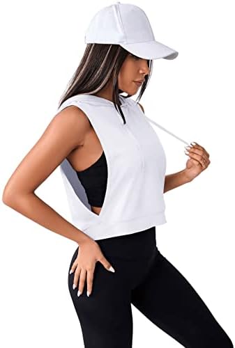 SweatyRocks Women'sенски без ракави тренингот Топ салата за активна облека за активна облека, врвна странична кошула за атлетски вежби кои