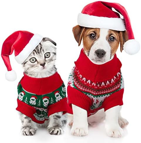 Tiibot 2 пакувања Божиќни џемпери за домашни миленици Божиќ зимска трикотажа со ирваси снежен човек мека топла облека за кучиња Аргиле Божиќни