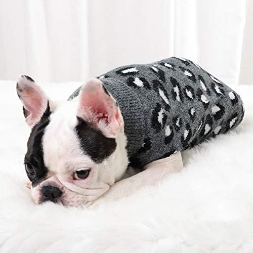 Petyoung кучиња џемпер елек леопард шема, миленичиња мека плетење волна џемпери плетена капчиња зимска топла палто облека за мали средни