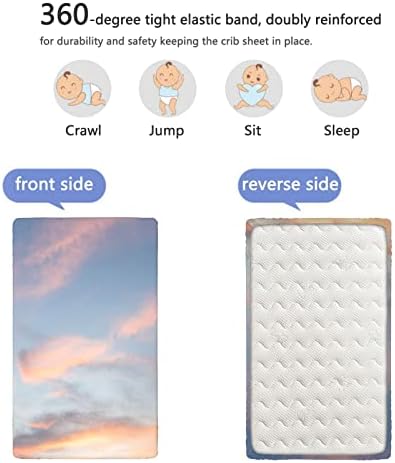 Небото тематски вграден креветче за креветчиња, стандарден сад за садови за креветчиња, мек и истегнат лесен лист за креветчиња за