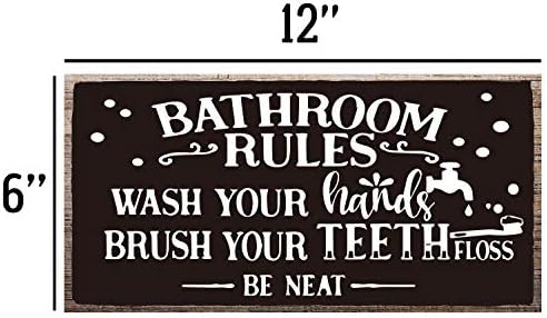 Правила за бања Визузи, знак за дрво, 12 x 6, виси плакета дрвена штица wallидна уметност декорација, декор за дома