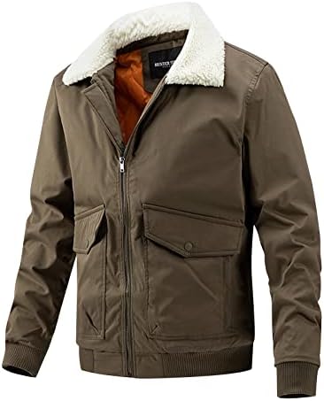 Зимски јакни Xiaxogool за мажи, машка тешка категорија Шерпа руно наредени камионџии јакна лапел обичен карго јакна топло палто