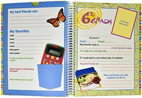 Албум за книги во училишна меморија, Keepsake Strapbook Photo Детска меморија од предучилишно до 12 -то одделение со џебови за портфолио за складирање