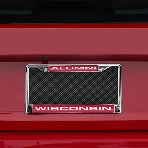 NCAA RICO INDUSTRIES WISCONSIN BADGERS ALUMNI CHROME LASER LICENCE LECRENT 12 X 6 LASER CUT CHROME FRAME - CAR/CHACE/SUV Automobile додаток