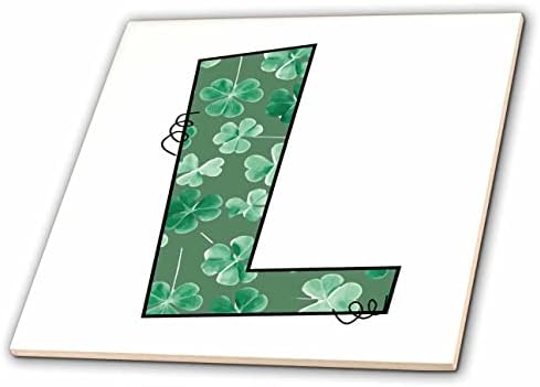 3дроза Симпатична Зелена Детелина Со Четири Лисја Кадрава Знак Монограм Почетна Л-Плочки