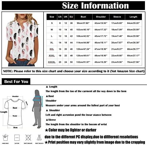 Кошули за жени секси обични трендовски летни култури врвни графички маички основни облеки Основно тренингот плус големина копче надолу