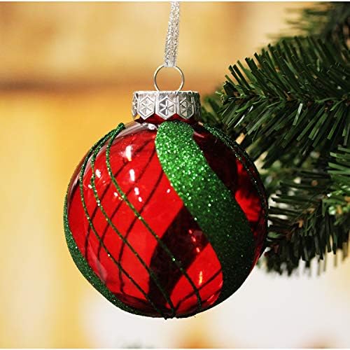 Земени црвени и зелени божиќни топка украси за новогодишни елки, 3,15 “