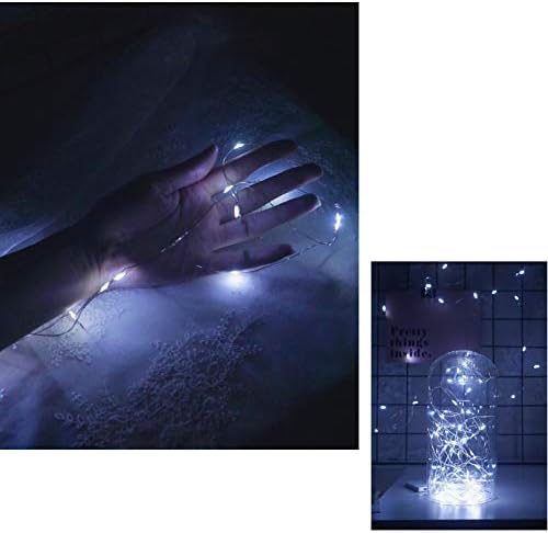 15 пакувања батерии со бајки управувана, 6,6ft 20 LED сребрена жица жица светла водоотпорна светулка мини предводена starвездена светлина за забавни занаети Свадба Ноќта ?