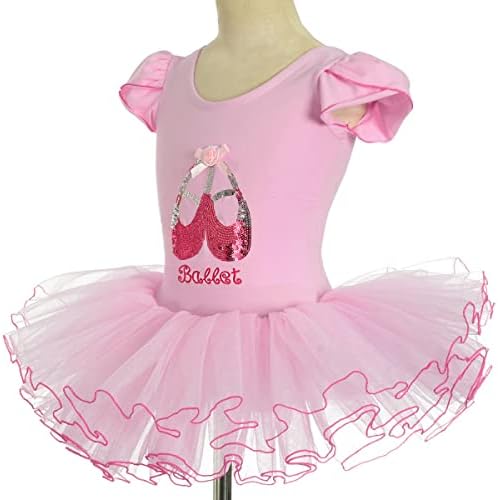 Фустани маргаритки мали девојчиња се продолжени балерина чевли розов балет туту фустан фенси танц носат облека костум