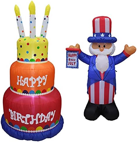 Два роденденски и патриотски украси за забави, вклучуваат 6 нозе високи среќни роденденски торта надувување со свеќи, и ден на независност