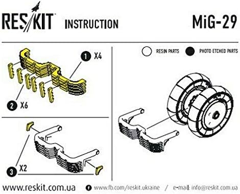 Reskit RS48-0088-1/48-Поставени тркала поставени детали за смола на Mikoyan MIG-29