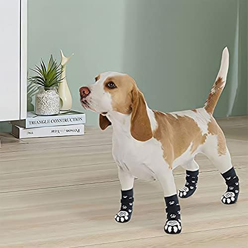Чорапи со кучиња против лизгање 2 пара меки прилагодливи миленичиња за миленичиња заштитени не -лизгачки затворен двојно страничен заштитник на
