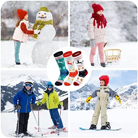 Детски скијачки чорапи, 2 пара/3 пара колена висока топла термија дебела шалтер снег чорапи сноуборд лизгање за 6-10 години девојчиња