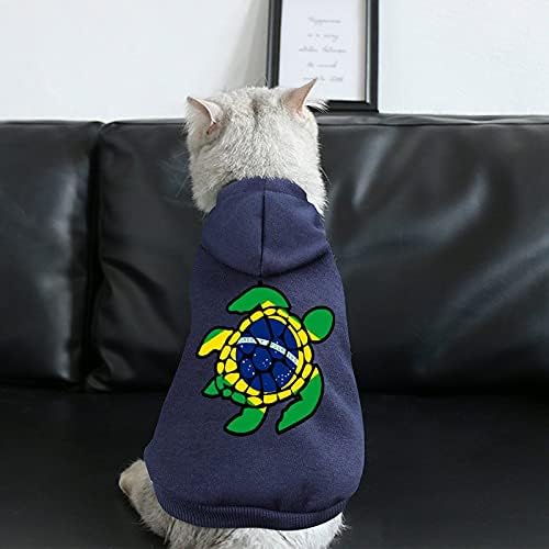 Смешно бразилско знаме морско желка печатено миленичиња кучиња со качулка, скокање мачка џемпер, пулвер, домашно милениче кученце