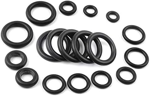 Mesee 225 парчиња гума О-прстен запечатување сет за заптивки, 18 големини црни о-прстени заптивки запчиња за миење садови за