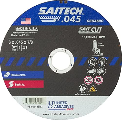 Обединети абразиви SAIT 23182 6X.045X7/8 SAITECH Високи перформанси Насечени тркала, 50 пакувања