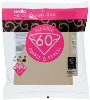 Hario 03 100-броеви за кафе, природни филтри за хартија, сет од 3 пакувања