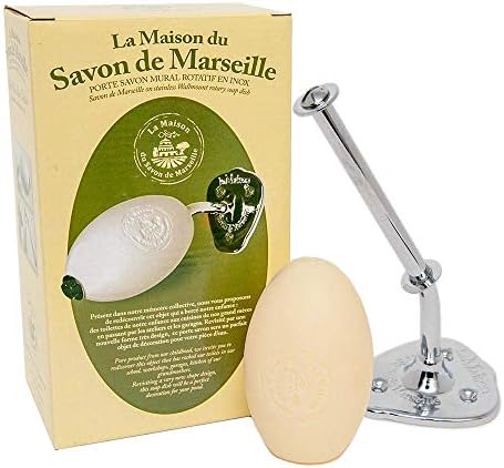 Savon de Marseille - држач за сапун со монтиран wallид - Трајна хромирана завршница - со 270 грам француски сапун - мирис на механика