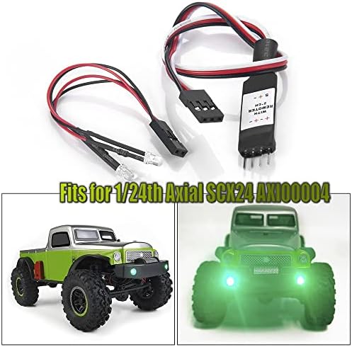 1/24 RC CAR Firls Green 3mm LED предни светла ламба со контролер за аксијален SCX24 Axi00004 RC Crawler Upgrades