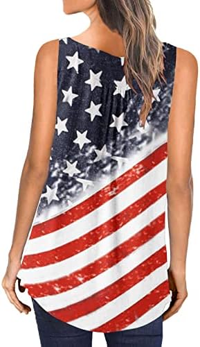 4-ти јули во САД знаме Туники за жени, прикривајќи ја кошулата лето секојдневен празник за кратки ракави за кратки ракави нагоре на врвот