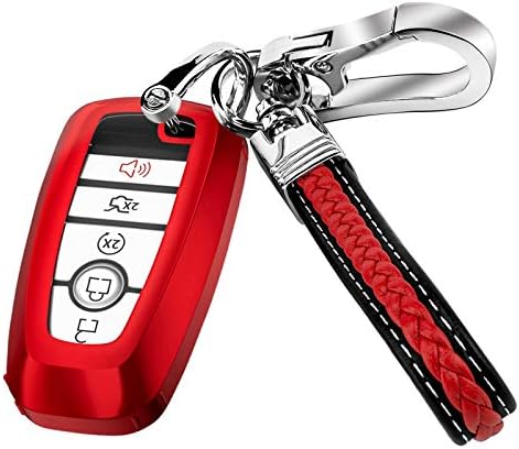 Клучен случај на капакот на FOB за Ford Soft TPU држач за целосно покривање на автомобилот со тастатура со кожен клуч за клучеви за