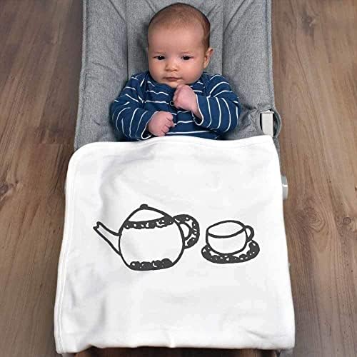 Azeeda 'чајник и чаша' памучно бебе ќебе/шал
