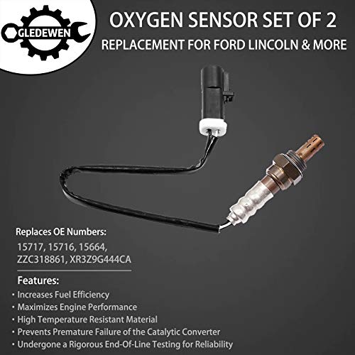 Сензор за кислород низводно низводно O2 сензор 2 парчиња | Компатибилен со Ford F150 F250 Ranger Expedition Explorer Explor, Mazda Tribute,