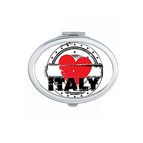 Ја Сакам Италија Збор Љубов Срце Круг Облик Огледало Преносни Пати Рака Шминка Двојна Страна Очила