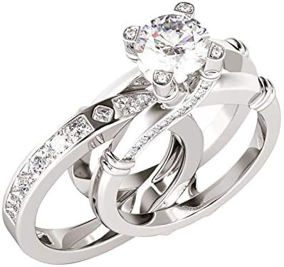 2 во 1 креативен комбиниран прстен поставен со циркон и разноврсни модни прстени девојки трендовски исклучителни прстени за