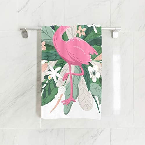Алаза микрофибер салата за крпи Фламинго тропски цвеќиња, брзо сушење спортско фитнес потта за миење на лицето 15 x 30 инчи