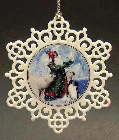 Подарок за мировен украс на Ленокс Дедо Мраз од Лин Бијвотерс 1999 година