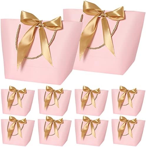 BllRemipsur 10 компјутери розова лак за подароци за ден, 11 x 8 x 4 инчи хартиени кеси со рачки, торба за забава за забава за