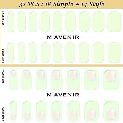 M'Avenir 32pcs 18 едноставни 14 стилови на налепници за налепници на ноктите за нокти
