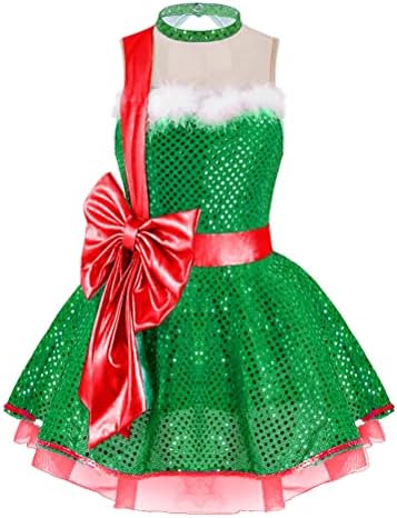 Аислор Девојки девојки Божиќ Божиќ Дедо Мраз костум принцеза Фигура фигура мраз лизгање балет танц туту фустан облекување облека облека
