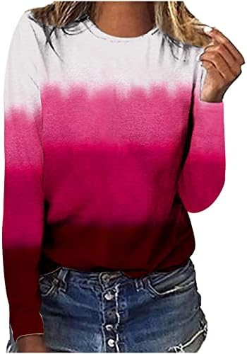 Врвна маичка за жени есен летен долг ракав 2023 облека памук екипаж графички салон маичка Ј.М.