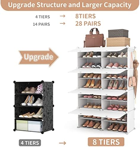 Организатор на решетки за чевли Rojasop, 8-ниво за складирање на чевли 32 пара Организатор за решетки за чевли, преносни чевли