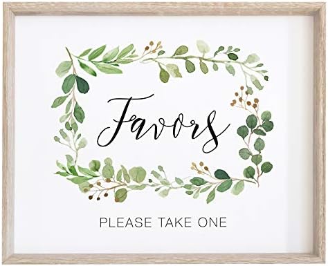 Свадбени фаворити знак | Акварел зеленило со печатење на еукалиптус на густа хартија од картони | Ве молиме, земете една свадбена
