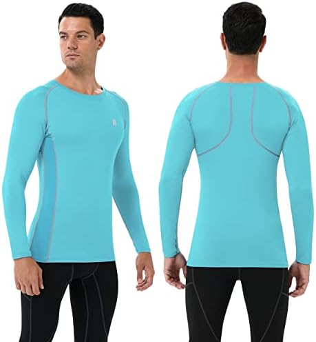 Кошули за компресија на рангирање за мажи со долг ракав ладно сув атлетски тренингот маички риболов сончеви кошули спортски термички
