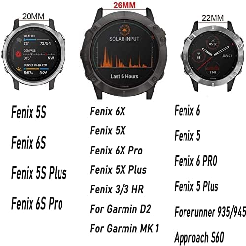 Dfamin 26 20 22mm Силиконски Брзо издание за часовници за часовници за Garmin Fenix ​​7x 6x Watch Watch EasyFit Band Band Band Strap