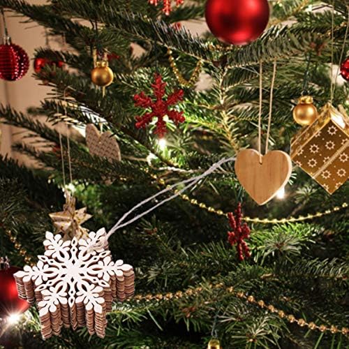 Кисангел Дрвени Божиќни Орнаменти 10 парчиња Украси За Новогодишна Елка Декорација На Снегулки Парчиња Дрво Божиќни Ознаки За Декор