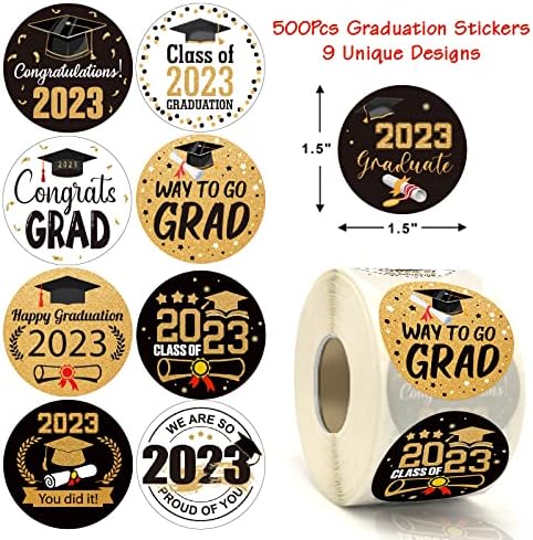 Налепници за дипломирање 500 парчиња Класа Од 2023 Налепници 1,5 Инчни Честитки Етикети За Дипломирање Подароци Партиски Материјали