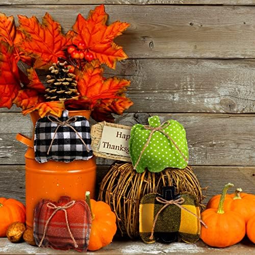 Денот на благодарноста тиква виси украс DIY тиква ткаенина Бафало карирана пол -точка тиква декор за Ноќта на вештерките есенска