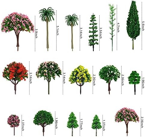 60 парчиња Модел Дрвја Мешани Минијатурни Дрвја Растенија Модел Дрво Воз Сценографијата Вештачки Лажни Дрвја Модел Железнички Пејзаж Диорама